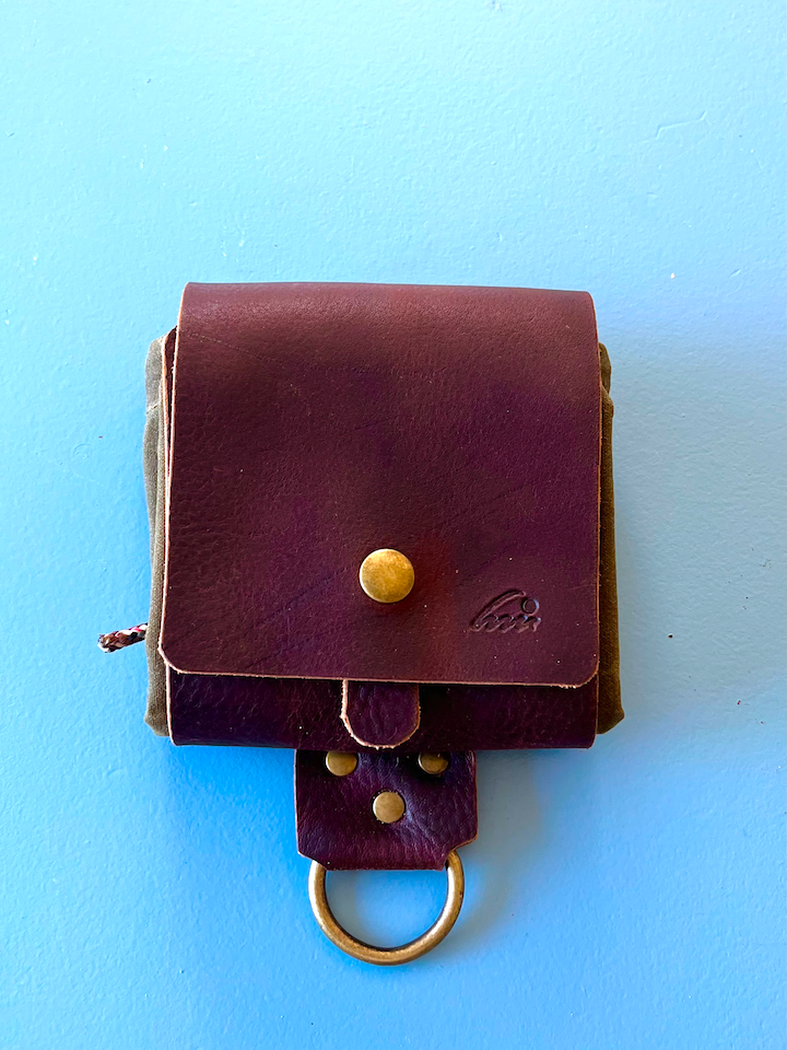 Highwater Leather Foraging Pouch - with waxed canvas drawstring bag