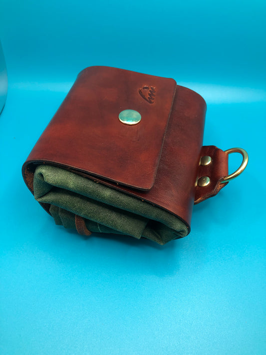 Highwater Leather Foraging Pouch - with beeswaxed canvas drawstring bag